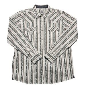 Moonshine Spirit Brad Paisley Shirt Mens Large White Western Pearl Snap Striped‎